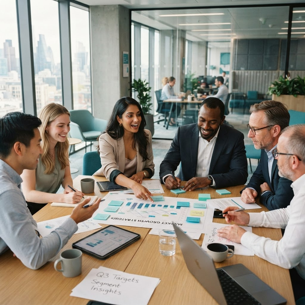Consultants and client team collaborating around workforce data and program plans